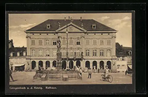 AK Gengenbach a. d. Kinzig, Rathaus mit Brunnen