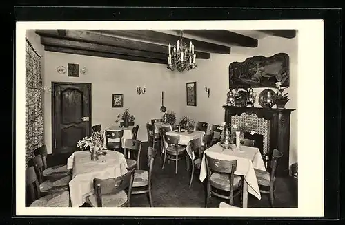 AK Bad Aachen, Gaststätte Am Knipp F. Ramrath, Bergdrisch 3, Innenansicht Speiseraum