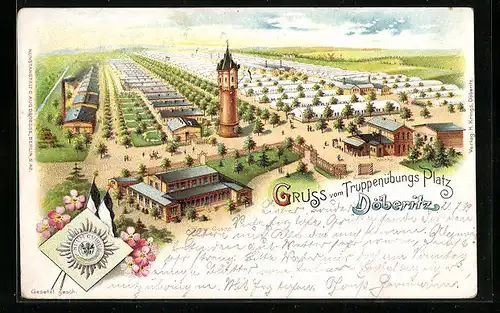 Lithographie Döberitz, Totalansicht des Truppenübungsplatzes