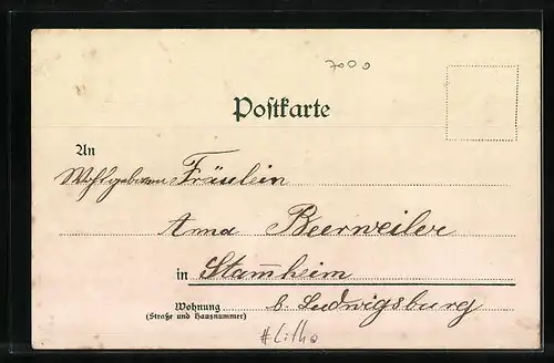 Lithographie Stuttgart, Blick zum Schlossplatz