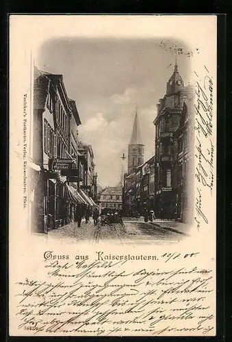 AK Kaiserslautern, Strassenpartie mit Kunstmann Goldarbeiter & Optiker