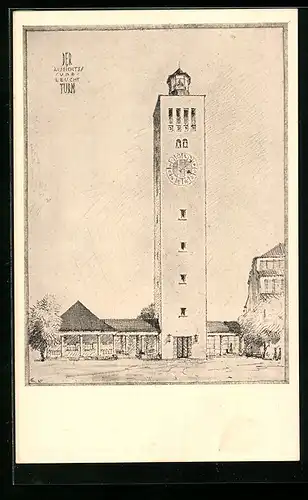 AK München, Deutscher Verkehrs-Ausstellung 1925, Der Aussichts und Leuchtturm