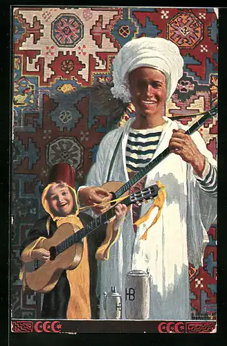 Künstler-AK München, Ausstellung 1910, Musikanten aus dem Orient