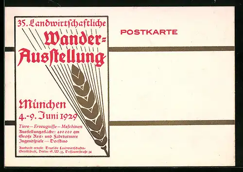 AK München, 35. Landwirtschaftliche Wander-Ausstellung 1929, Weizenstrauch