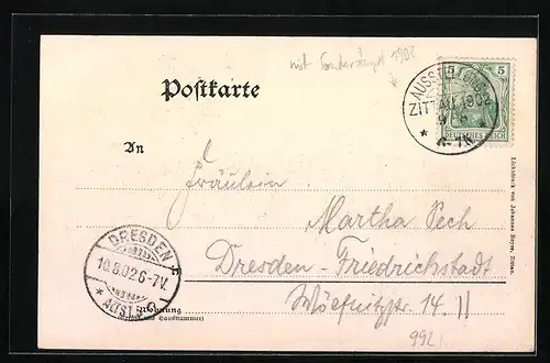 AK Zittau, Oberlausitzer Gewerbe- und Industrie-Ausstellung 1902, Eingangsthor und Verwaltungsgebäude