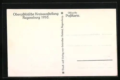 AK Regensburg, Am Gebäude der Oberpfälzischen Kreisausstellung 1910