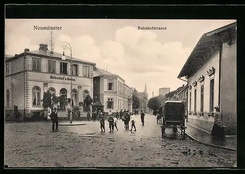 AK Neumünster, Bahnhof`s-Hotel an der Bahnhofstrasse