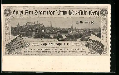 AK Nürnberg, Hotel Am Sterntor, Tafelhofstrasse 8-14, Ortsansicht
