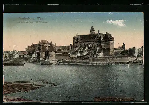 AK Marienburg / Malbork, Blick zur Marienburg von Westen gesehen