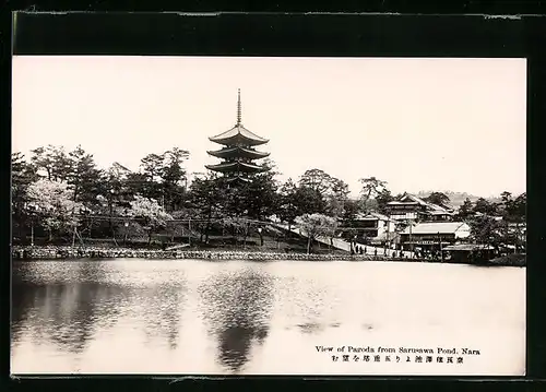 AK Nara, View of Pagoda from Sarusawa Pond