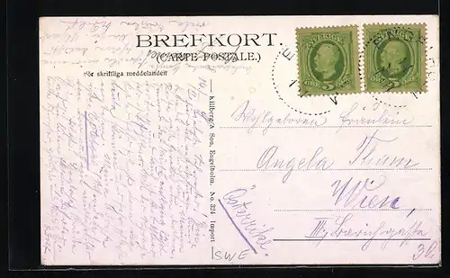 AK Engelholm, Ortspartie mit Brücke und Turmgebäude