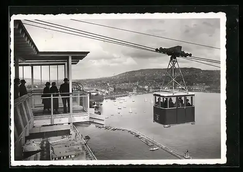 AK Zürich, Landes-Ausstellung 1939, Schwebebahn mit Stadtpanorama