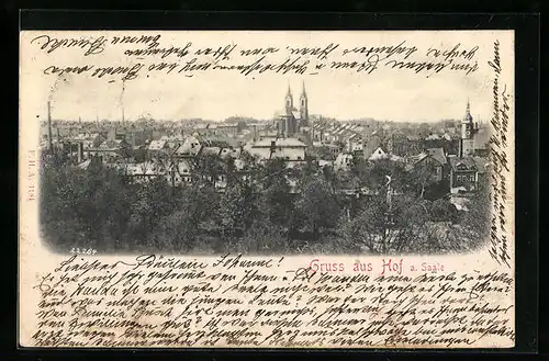 AK Hof a. Saale, Teilansicht mit Kirche