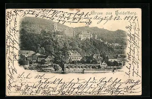 AK Heidelberg, Blick zum Schloss