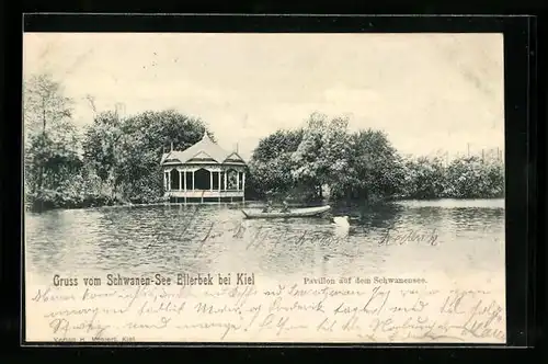 AK Ellerbek bei Kiel, Pavillon auf dem Schwanensee