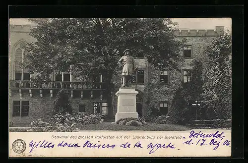 AK Bielefeld, Denkmal des Grossen Kurfürsten auf der Sparrenburg