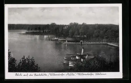 AK Woltersdorf, Woldtersdorfer Schleuse mit Blick auf die Gaststätte Woltersdorfer Mühle