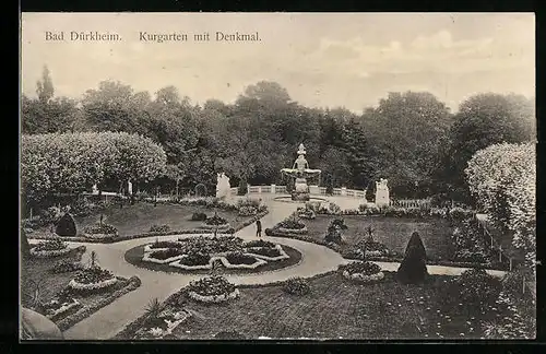 AK Bad Dürkheim, Kurgarten mit Denkmal