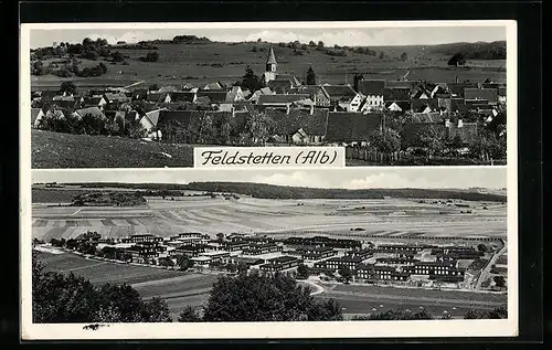 AK Feldstetten / Alb, Truppenübungsplatz und Ortspanorama