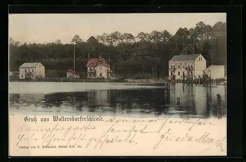 AK Woltersdorf, Woltersdorfer Schleuse, Villen am Ufer
