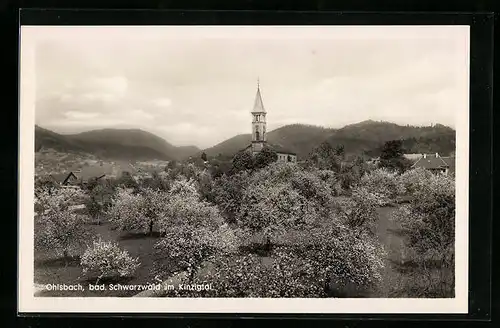 AK Ohlsbach /Kinzigtal, Kirche und Obstgarten