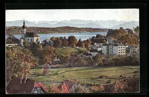 AK Starnberg /Starnberger See, Ortspartie gegen das Karwendel-Gebirge