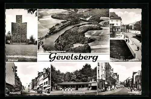 AK Gevelsberg, Heilenbeckertalsperre, Mittelstrasse, Pavillon Nirgenaplatz
