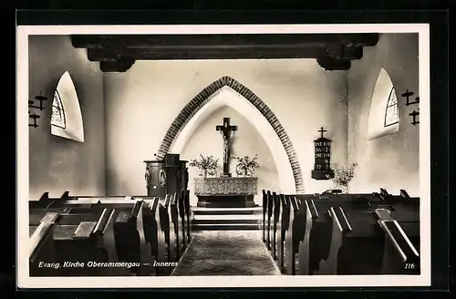 AK Oberammergau, Ev. Kirche, Innenansicht