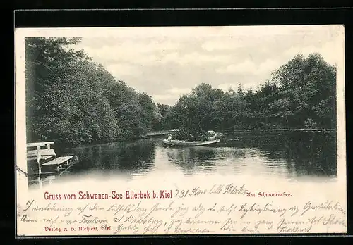 AK Ellerbek b. Kiel, Ruderboot auf dem Schwanen-See