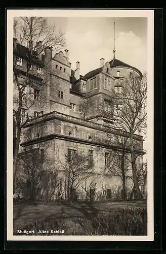 AK Stuttgart, Altes Schloss von der Seite