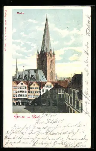 AK Kiel, Markt mit Blick auf die Kirche