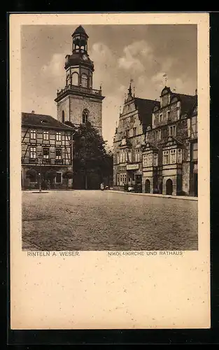 AK Rinteln a. Weser, Nikolaikirche und Rathaus
