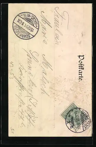 AK Resl und Stachi in Tracht, Volkstanz