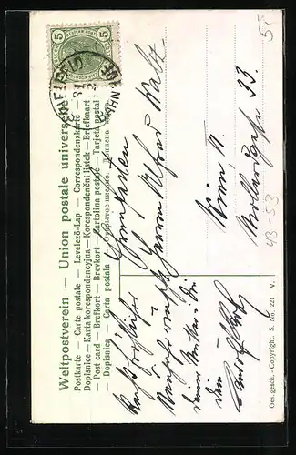 Künstler-AK Dame und Herr in Tracht, Volkstanz