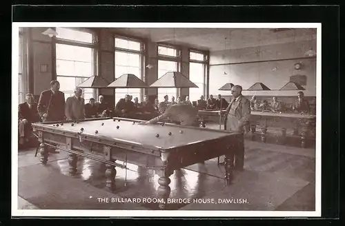 AK Dawlish, Bridge House, The Billiard-Room, Herren beim Billard