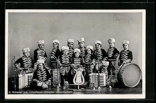 AK A. Scheuer jun. Liliputaner-Künstler-Gesellschaft