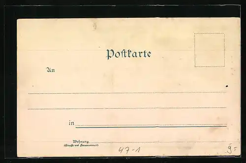 Lithographie Student in vollem Wichs mit Trinkhorn und Degen, Eichenlaub