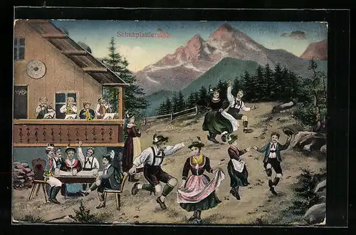 AK Alpenfest mit Schuhplattlertanz
