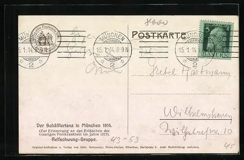 AK München, Schäfflertanz 1914, Eine Reifschwung-Gruppe