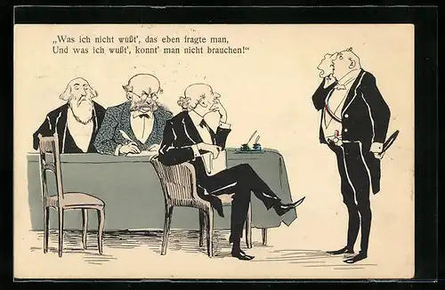 AK Schwitzender Student vor dem Prüfungskomittee