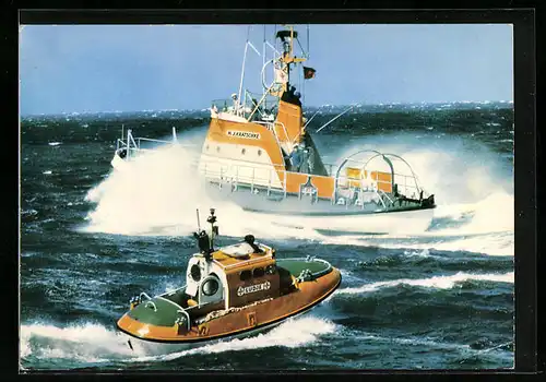 AK Seenotrettungsboot der Deutschen Gesellschaft z. Rettung Schiffbrüchiger H.J. Kratschke mit Tochterboot Ludje