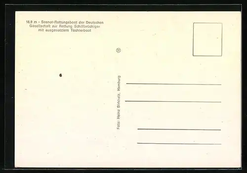 AK Seenotrettungsboot der Deutschen Gesellschaft z. Rettung Schiffbrüchiger H.J. Kratschke mit Tochterboot Ludje