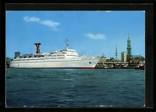 AK Passagierschiff Hamburg mit St. Michaeliskirche und Fernsehturm