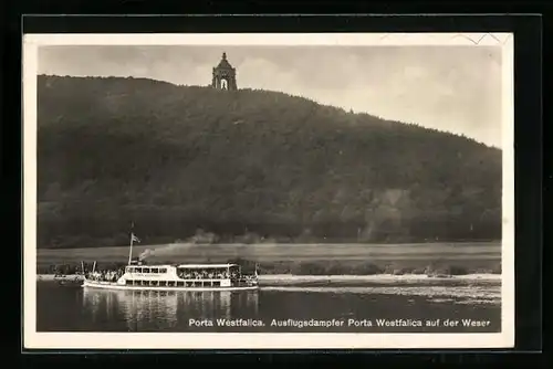 AK Porta Westfalica, Ausflugsdampfer Porta Westfalica auf der Weser