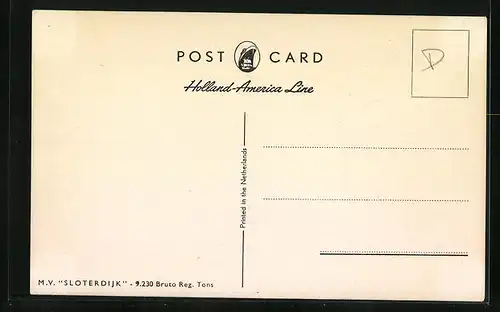 AK Holland-America Line Passagierschiff Sloterdijk