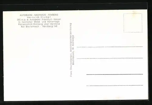 AK Rimberg bei Bad Hersfeld, Autobahn-Rasthaus Rimberg von Heinrich Stumpf