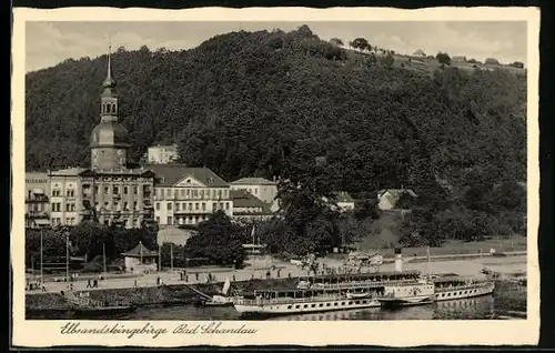 AK Bad Schandau, Elbdampfer Leipzig am Anleger