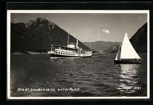 AK Dampfer Stadt Innsbruck in voller Fahrt