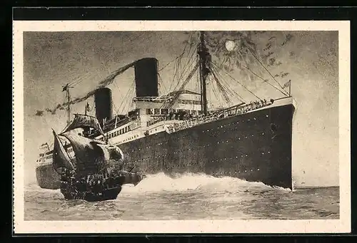 AK Passagierschiff Columbus mit Karawelle Santa Maria