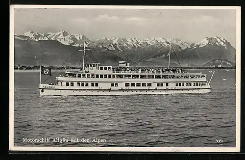 AK Motorschiff Allgäu mit den Alpen